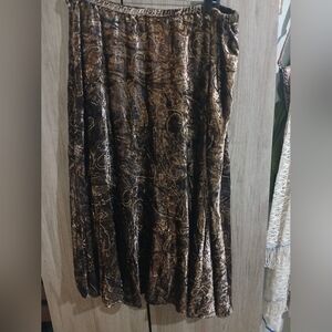 Coldwater Creek Brown Patterned Velvet Skirt